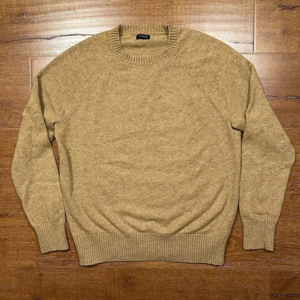 J Crew Sweatshirt Mens S Brown Oversized Lambs Wool Blend Sweater Preppy Luxury